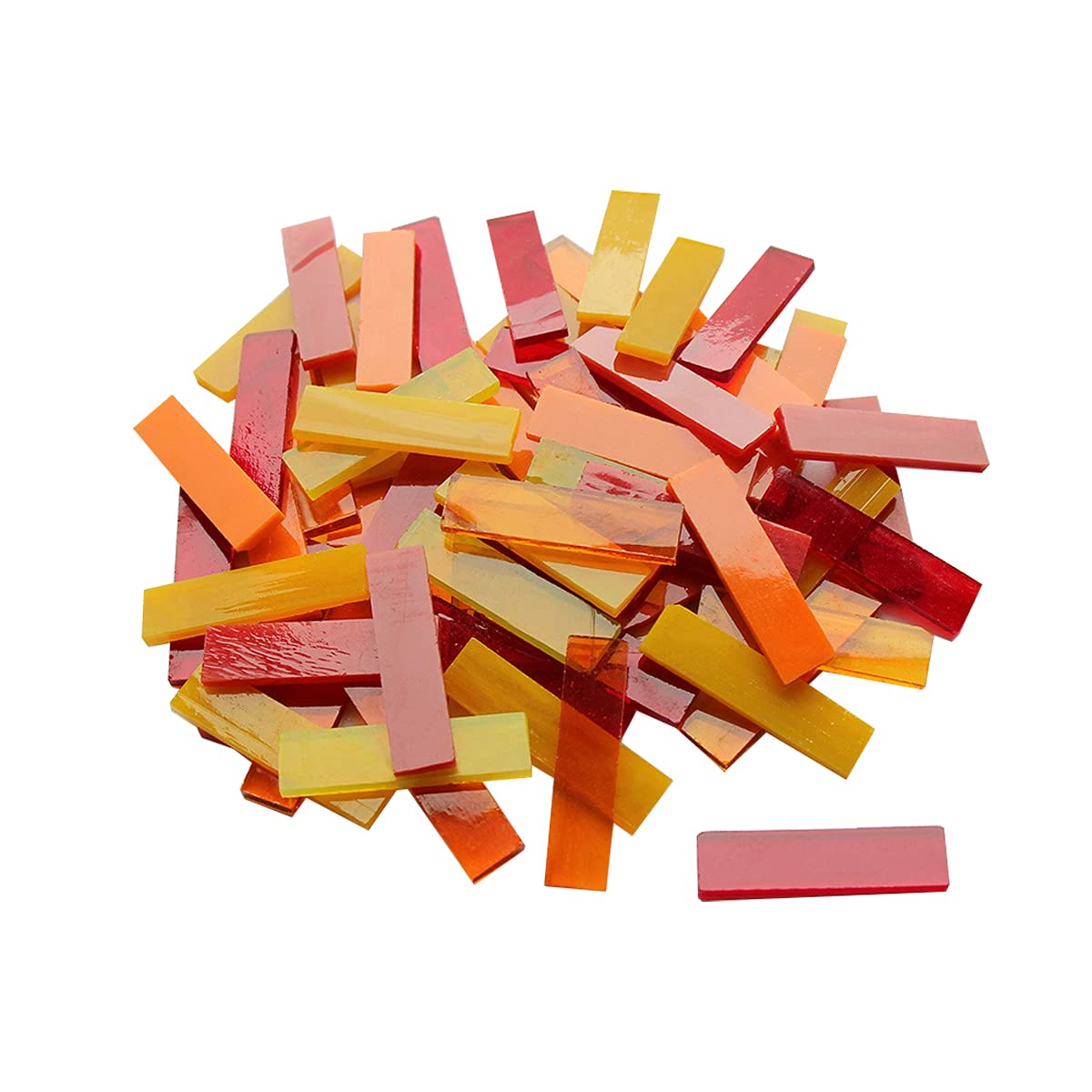 SHINE SHUNA Rectangle Red Orange Yellow Mosaic Tiles Stained Glass Mosaic Making for DIY Art Crafts,Home Decorations