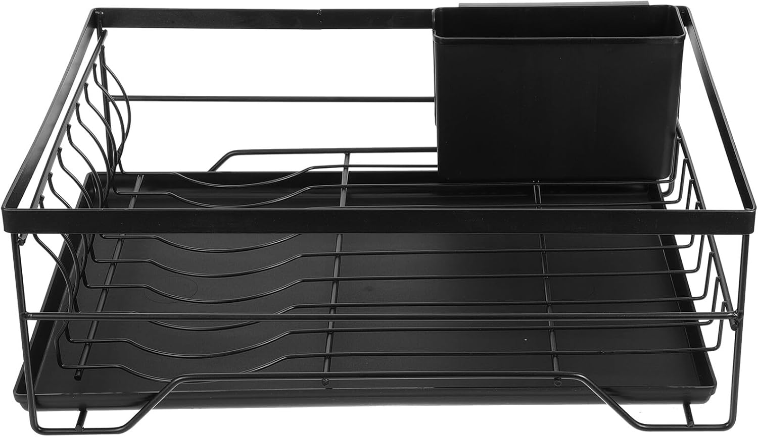 Iron Bowl Dish Rack Single Layer Metal Drying Rack Kitchen Counter Tableware Drainer Black Household Dish Drainer for Kitchen Sink Storage