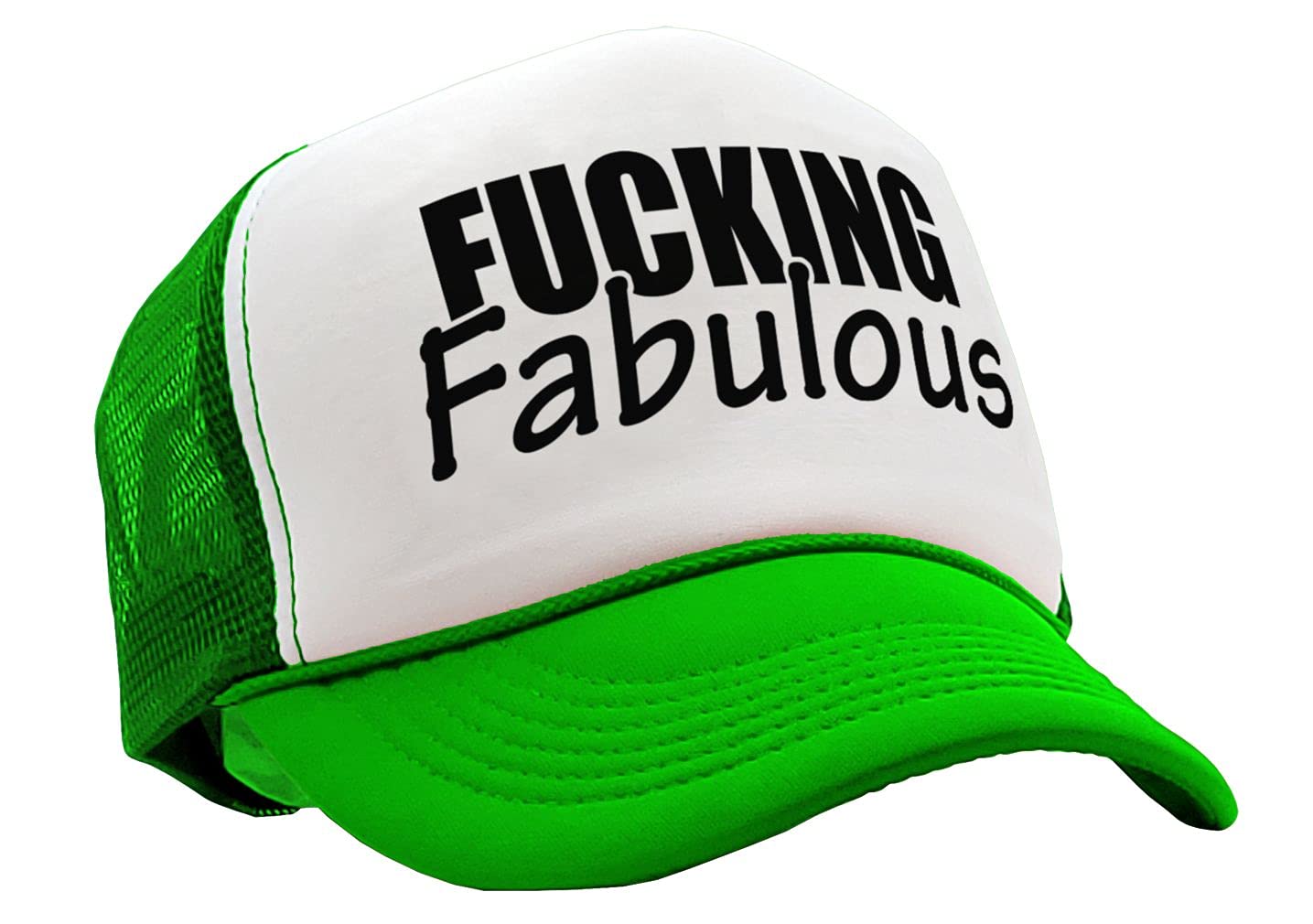 Fucking Fabulous - Sexy Funny Hipster Joke - Vintage Retro Style Trucker Cap Hat (Neon Green)