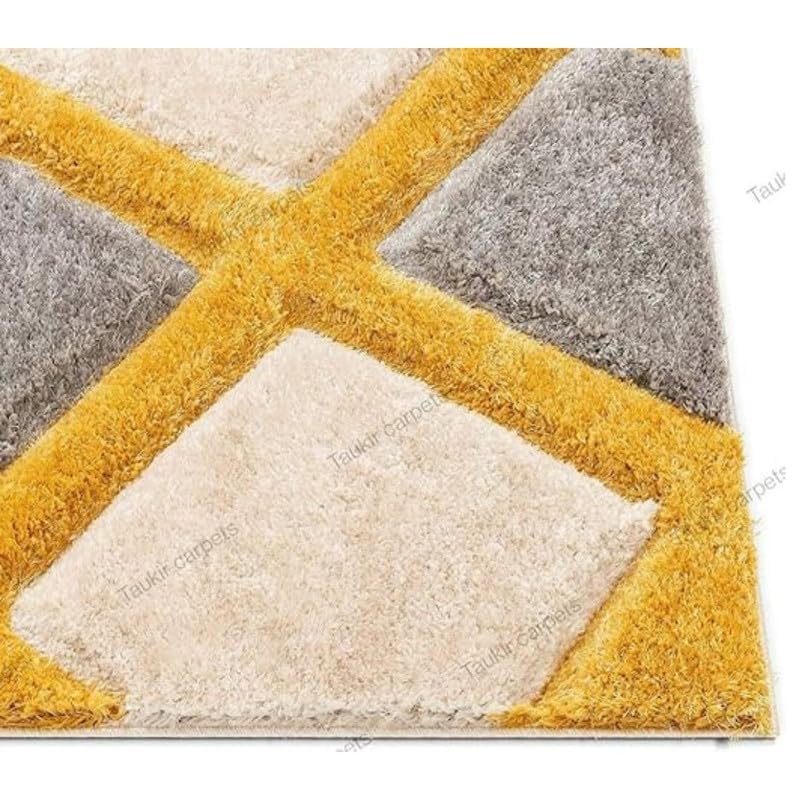 Image of Shaggy Carpet for Home 9X12 FEET Ultra-Soft, Thick, and Stylish Shag Texture Ideal for Living Room, Bedroom, or Office - Easy to Clean and Perfect (Yellow)