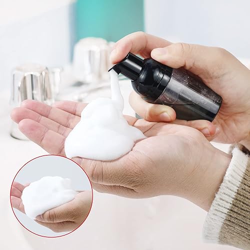 Miniatura 3 de LONGWAY 3 botellas de bomba de espuma de tamaño de viaje, mini dispensador de botellas con bomba vacía (1.0 fl oz, 1 onza líquida) (negro)