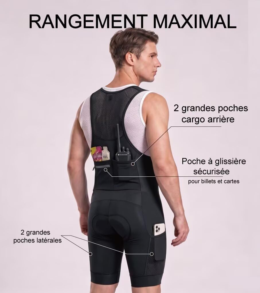 CEROTIPOLAR Ciclismo Bibs Uomo, Lunga Distanza Pad Bici Biking Bib Pantaloncini UPF50+