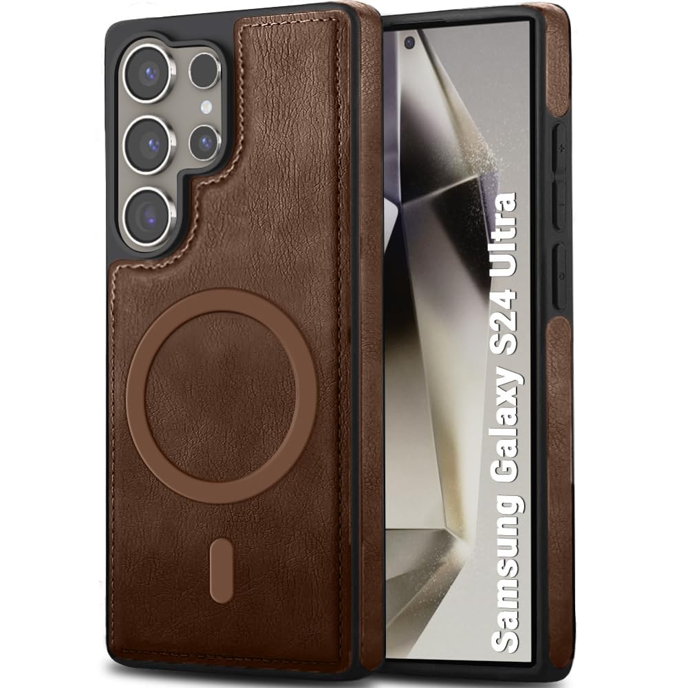 TheGiftKart Genuine Leather Finish Back Cover Case for Samsung Galaxy S24 Ultra 5G | Raised Edges for Camera & Screen Protection | Shockproof Stunning Minimalist Design (MagSafe Compatible, Black)-image-6