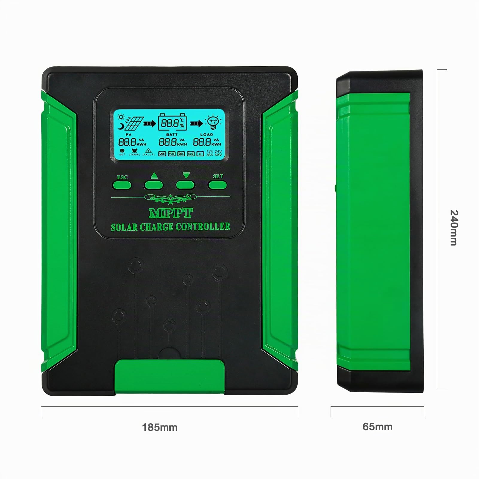 BuyWeek Regolatore di Carica MPPT 40A/60A, Regolatore di Carica MPPT Auto Paremeter Regolabile con Display LCD, Regolatore Pannello Solare Ingresso 100/180VDC for AGM Gel e Batteria al Litio 12V 24V 3