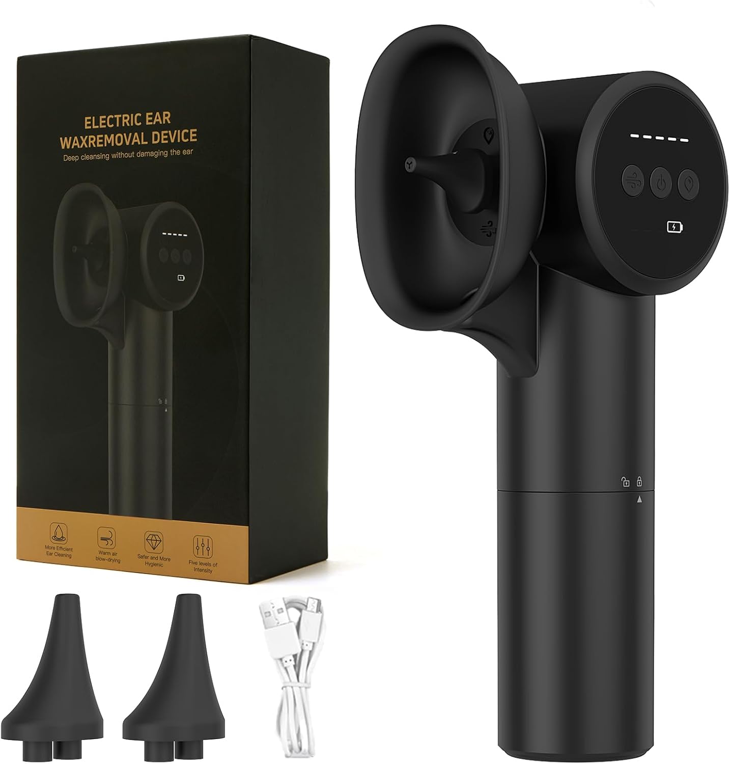 Ear Wax Removal with Hot Air Drying,2-in-1 Electric Ear Cleaner,Ear Cleaning Kit with Dual-Compartment Design,Ideal Gifts for Mothers Day Birthday Present Mom Women, Safe Water Ear Cleaner