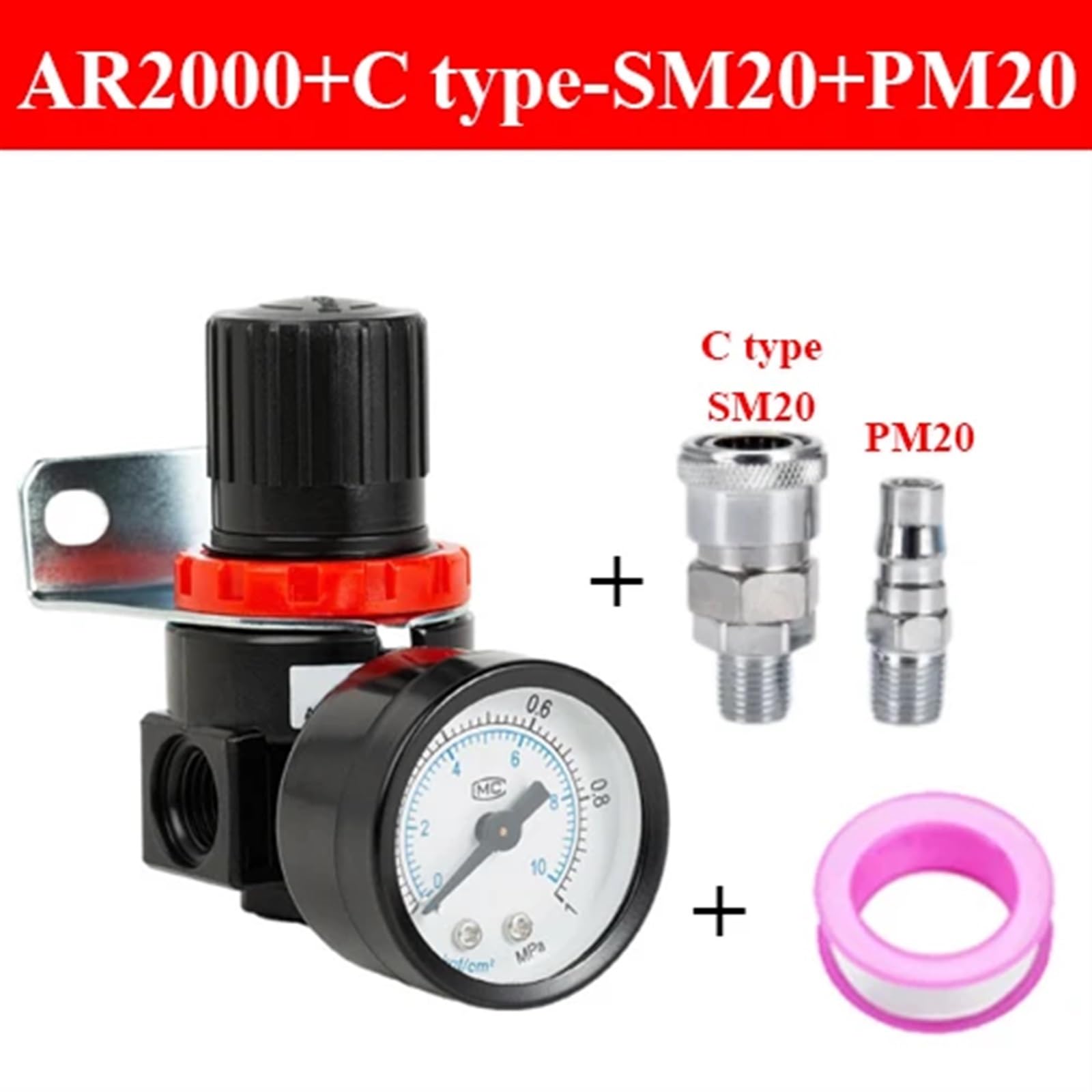 AR2000 0.6 cm Gwint Pneumatyczny Regulator Ciśnienia Sprężarki Powietrza Zawór Redukcyjny 4 mm 6 mm 8 mm 10 mm 12 mm Złącza (Typ Ar2000 i C)