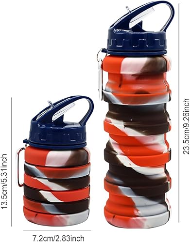 Miniatura 2 de WATMHHJQ Botellas de agua plegables de silicona, 16 onzas, 16.9 fl oz, portátil, plegable, expandible, botella de agua, vasos deportivos, a prueba