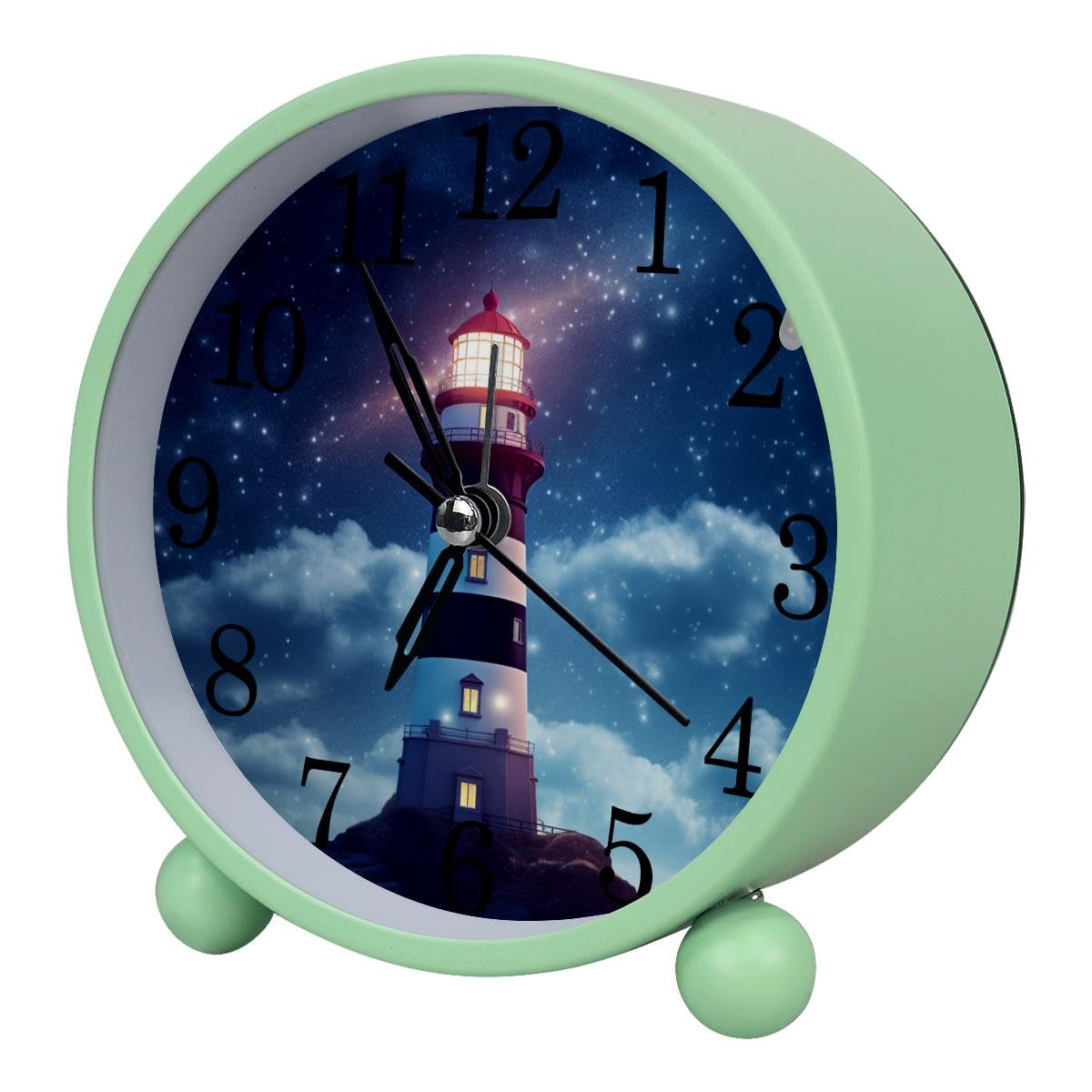 Luoweisi Alarm Clock Lighthouse, Silent Non-Ticking with Night Light