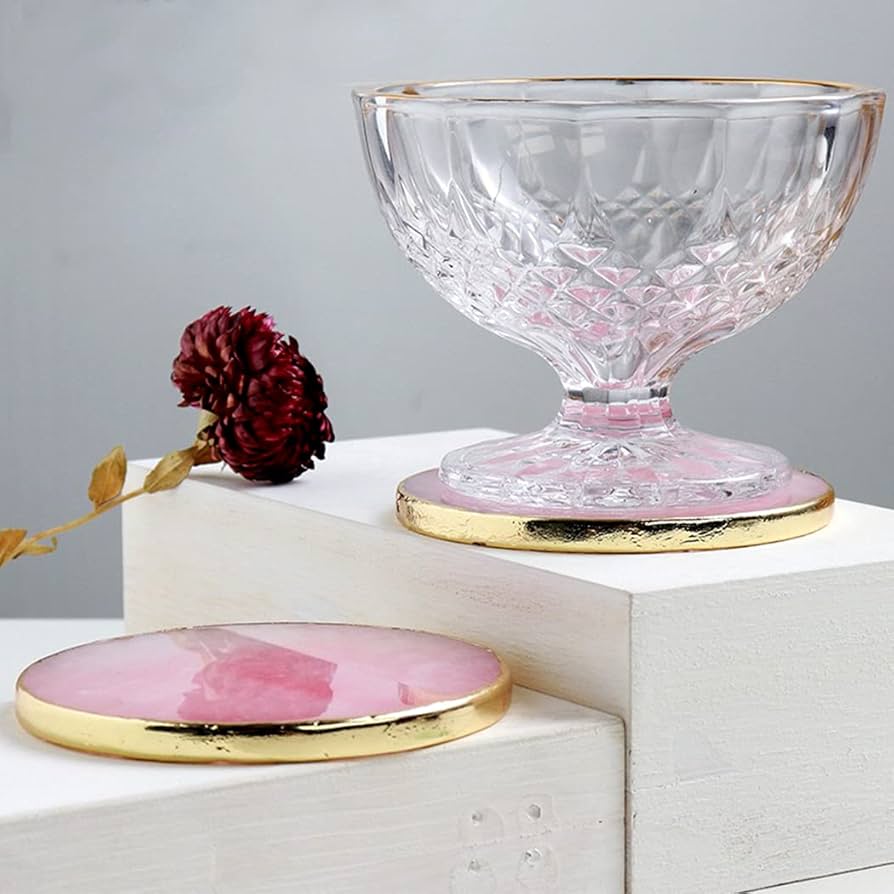 水晶　ローズクォーツ　コースター７枚セット　天然石 dc9c8db47df021adc0b82761d27a7c