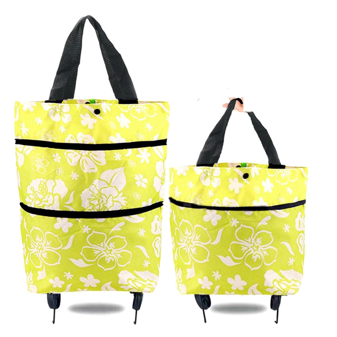 View 1 of ***MISSING THE BIGGER ONE***
Swpato Reusable Grocery Bags with Waterproof Coating and Folding Wheels - Foldable Tote Bags for Shopping, Multi-Purpose Storage for Groceries?Light Green Flower?