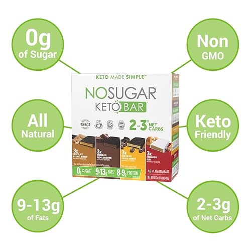 Vista 44 de Snack Keto Bar sin azúcar, bajo en carbohidratos, sin azúcar, con macros aptos para dieta cetogénica