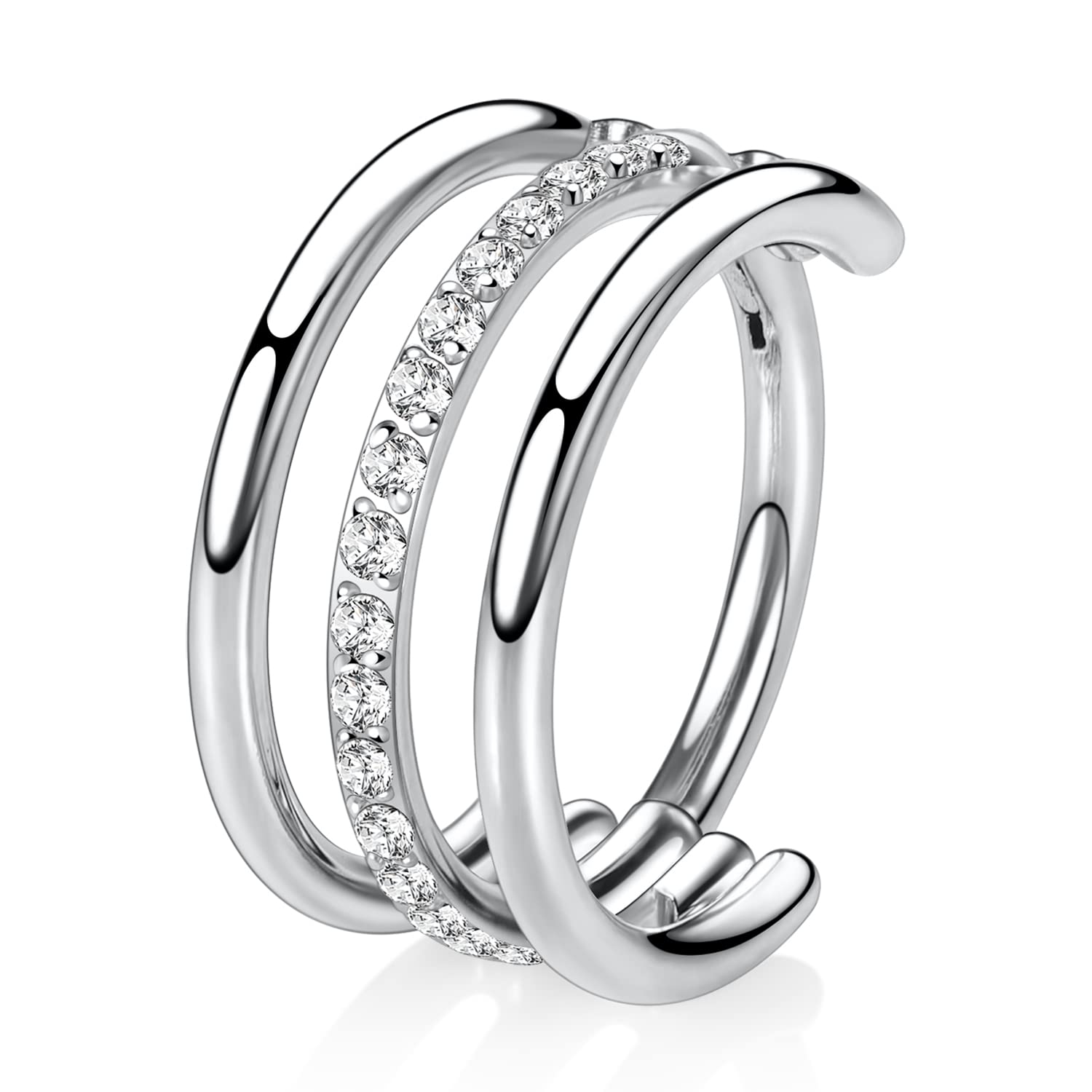 hengkaixuan Triple Double Nose Hoop Ring Sleeper Hoop Earring Helix Rook Conch Cartilage Daith Tragus Earrings Septum Ring Lobe Nose Piercing Jewellery for Women — view 59