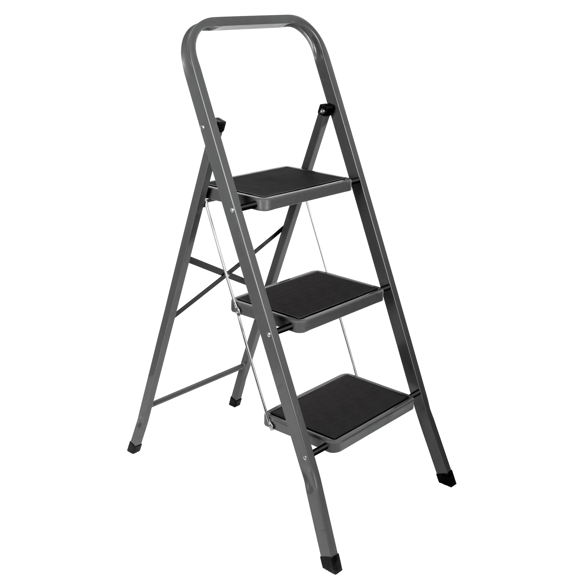 Futura Slimline 3 Step Ladder, Folding Step Stool, 150kg Capacity, Grey