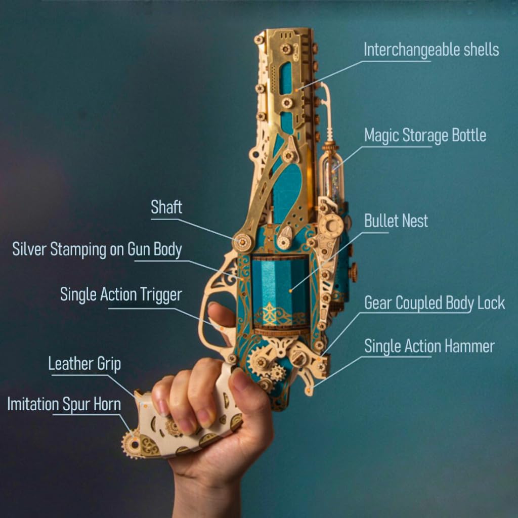 ToyGhillied 3D Wooden Revolver Puzzle Kits Compatible with Wooden ToyGhillied 3D Wooden Revolver Puzzle Kits Compatible with Wooden