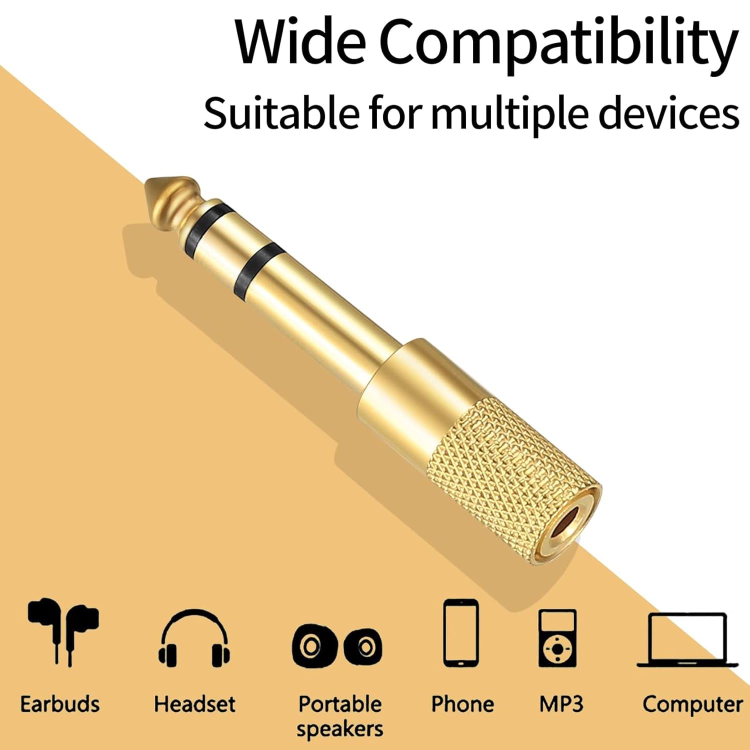 6 Adattatori Jack Da 3,5mm Femmina A 6,35mm Maschio Per Cuffie, Chitarra, Microfono - Foto 6