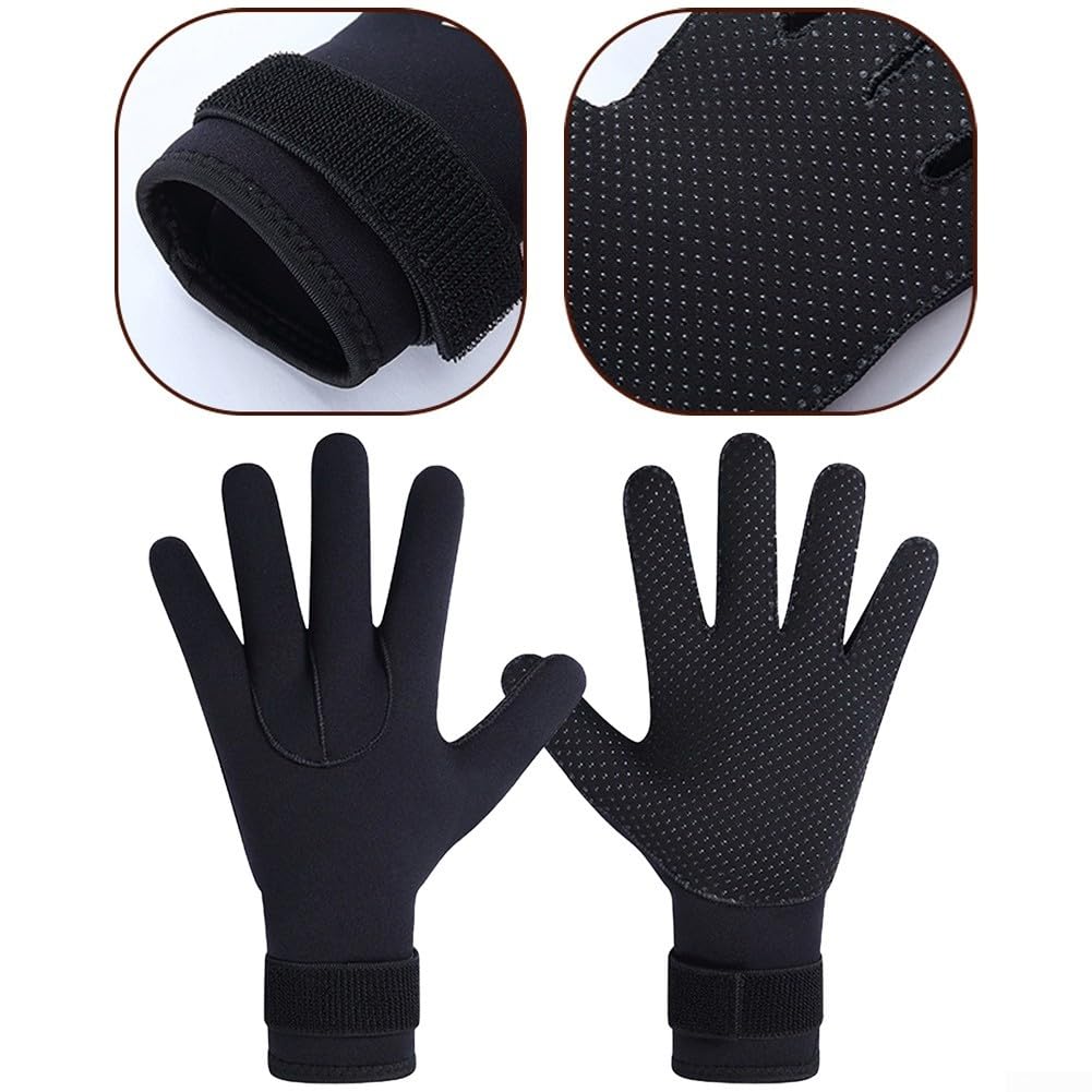 Guanto da muta da 5 mm, in neoprene, termico, antiscivolo e regolabile, per immersioni, surf, nuoto, tracciamento del fiume