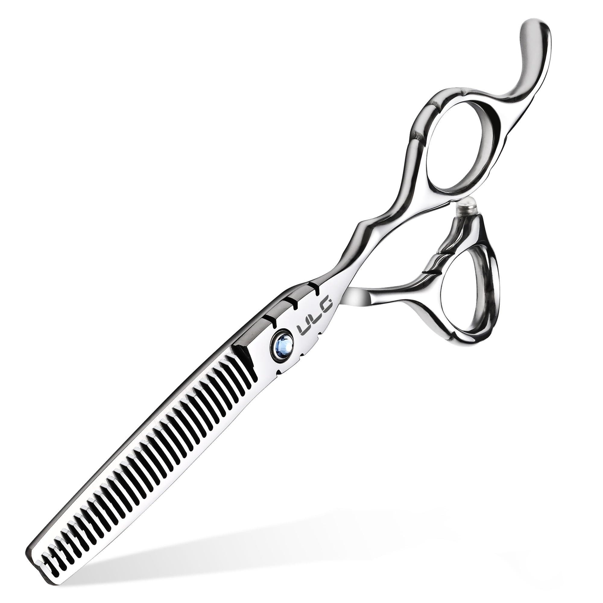 ULG Hair Thinning Scissors 6.7” Shark Series 100% Japanese Stainless Steel, Offset Handle, 30-Tooth Seamless Thinner 15% Hair Removal, Professional Barber Layering Shears for Salon &amp; Home Hair Styling