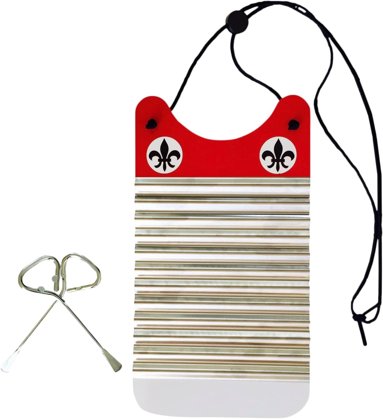 Handmade Mini Red and White Zydeco Washboard Rubboard Scrubboard 6 x 11 inches