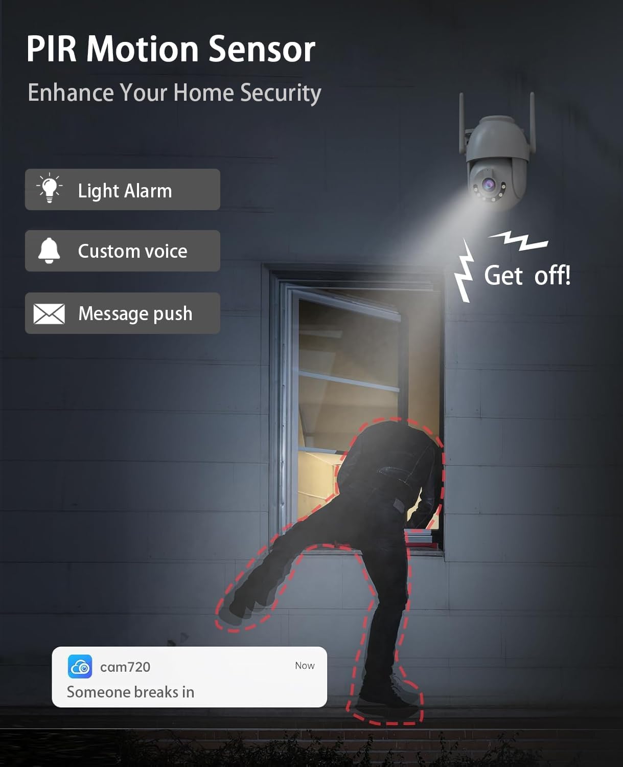 JOOAN 2K Outdoor Security Camera LAN 2.4G WiFi 360°PTZ Cam for Home Surveillance IP66 Waterproof Motion Detect & Alert Sound Alarms Color Night 24/7 Record Cloud/8-256G Card Storage Auto Tracking - Image 5