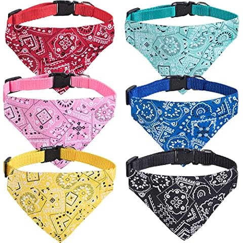 XIMA 6PCS Cat Bandana Collars with Removable Bow Tie for Cats Puppy Kittens Small Dogs Collars Adjustable Bandana Cover