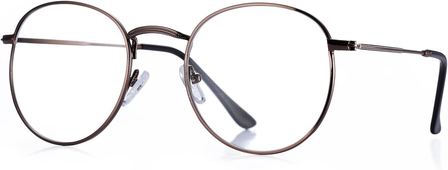 Classic Round Metal Clear Lens Glasses Frame Unisex Circle Eyeglasses