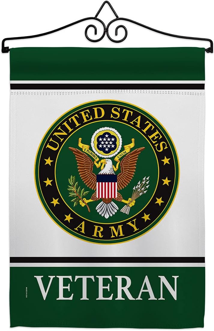 Army Veteran Garden Flag - Set Wall Hanger Armed Forces Rangers United State American Military Retire Official - House Decoration Banner Small Yard Gift Double-Sided Made in USA 13 X 18.5