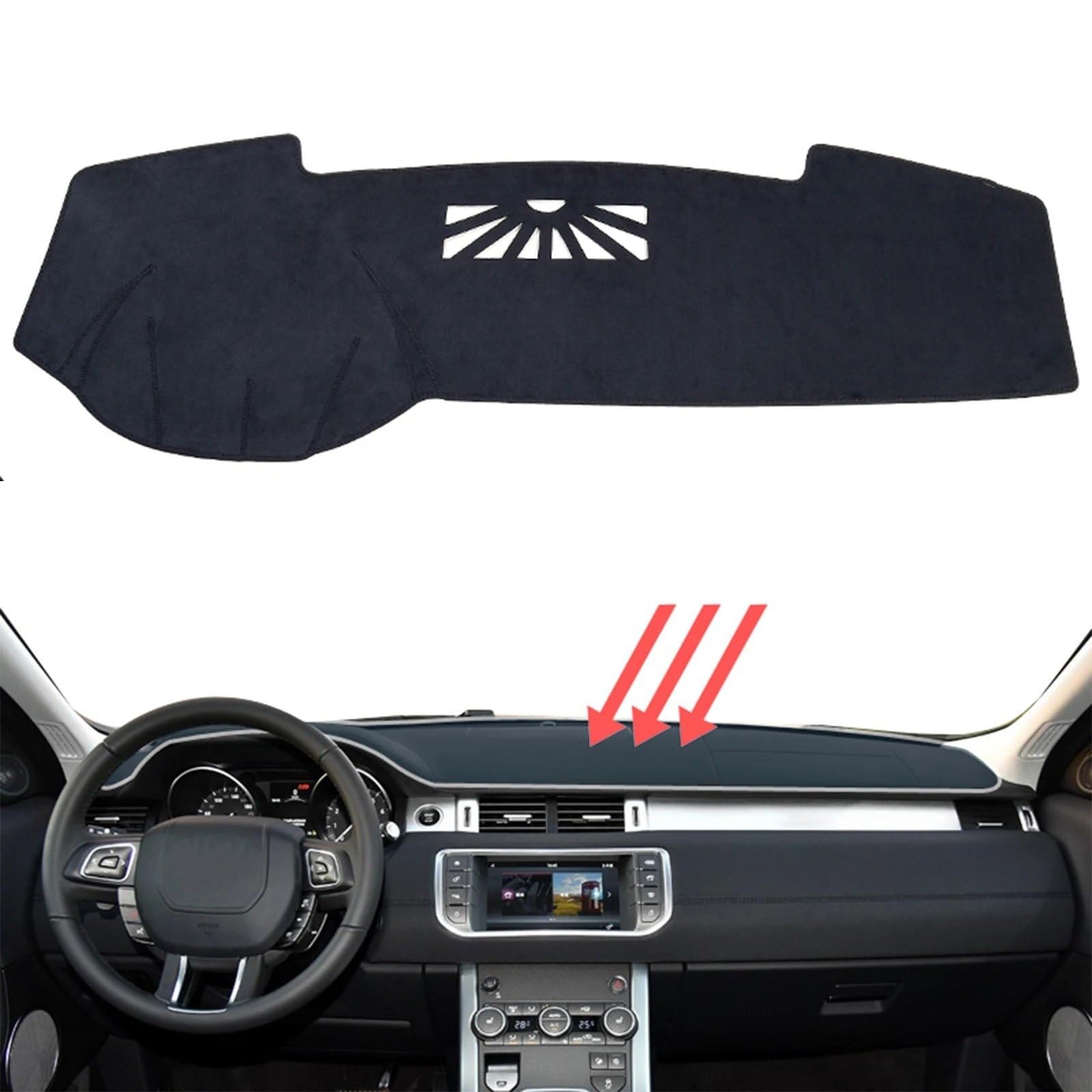 Tappetino Protettivo Parasole Per Cruscotto Auto Per Land Per Rover Per Range Per Rover Per Evoque 2011-2018 Copri Cruscotto(LHD BLACK)