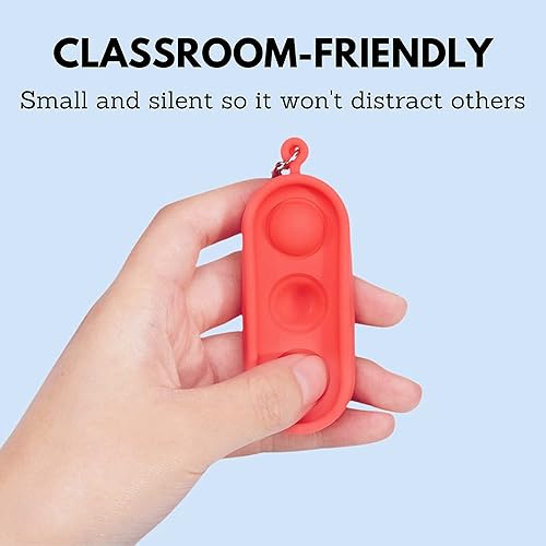Miniatura 5 de Llavero Pop Fidget, llavero de mochila, llavero sensorial Push Pop, mini juguetes antiestrés simples, paquete de 3, plateado, azul, rojo