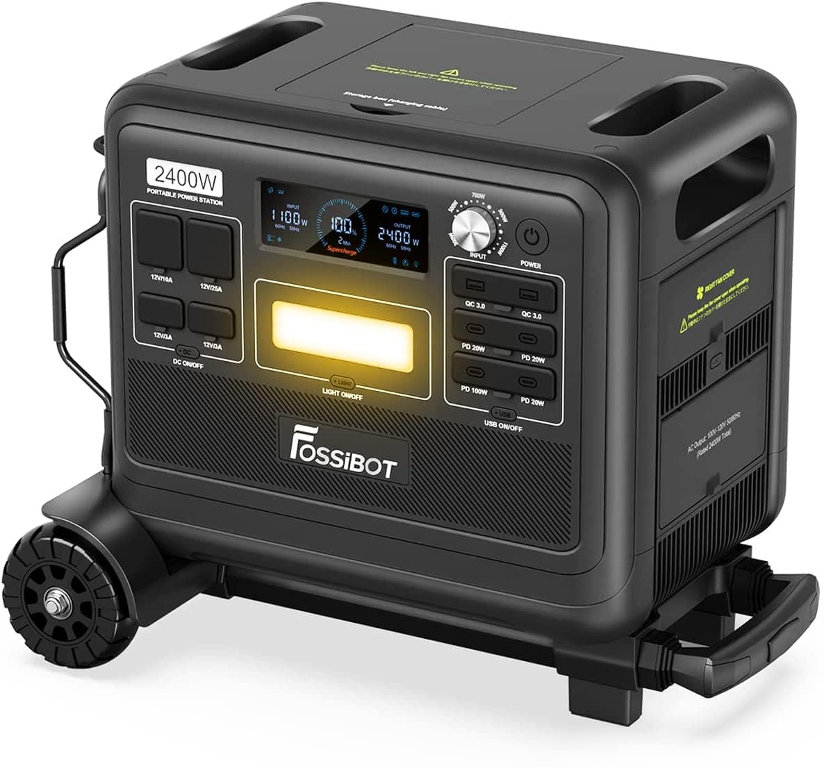 FOSSiBOT F2400 Générateur Électrique Portable, 2048Wh LiFePO4 de secours avec sorties CA 2400 W (pic 4800 W) Générateur Solaire, station d'alimentation portable pour le camping en
