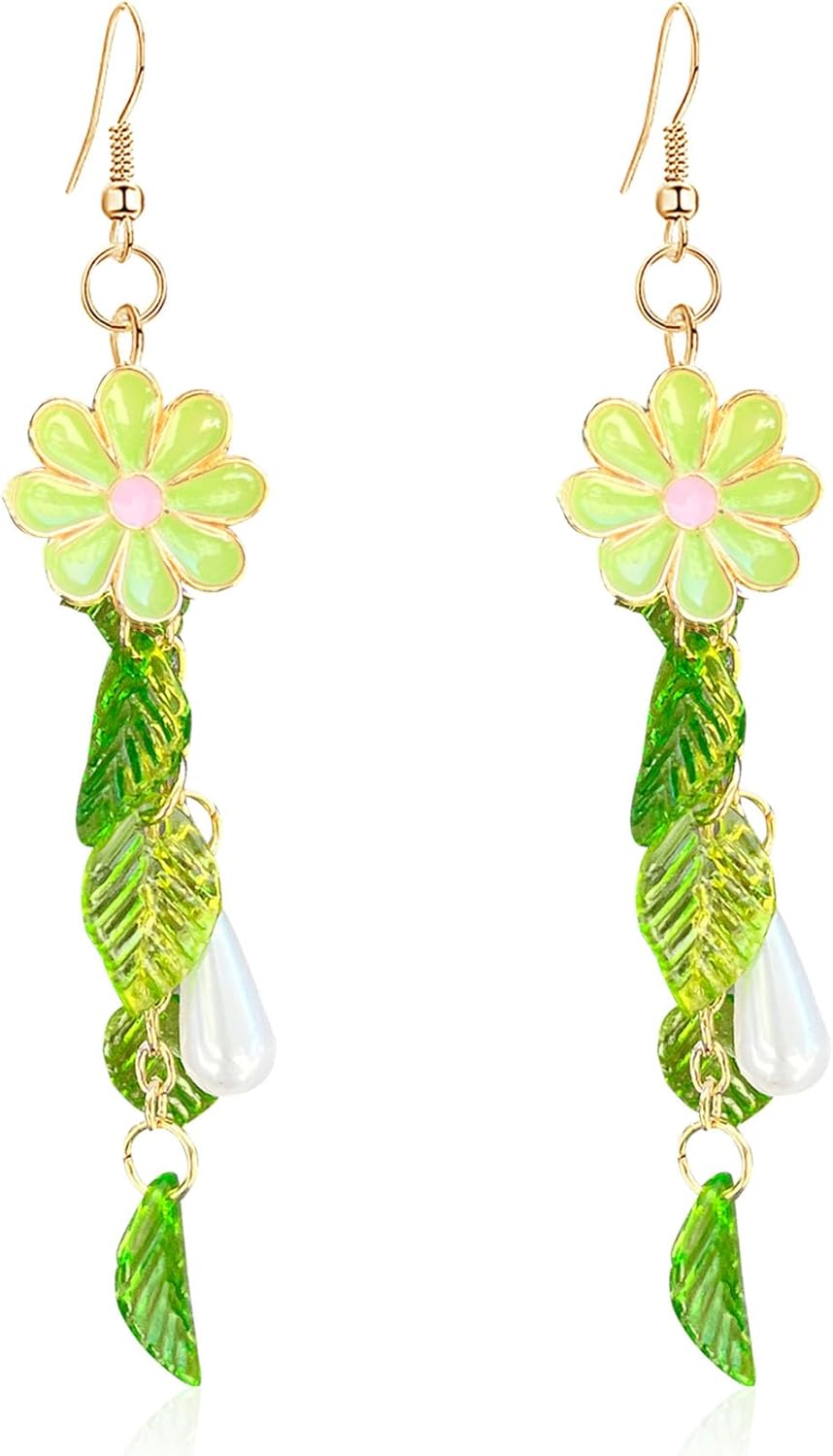 Daisy Flower Tassel Long Earring Flower Drop Dangle Earrings Statement Jewelry Bar Party for Women