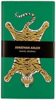 Galison Jonathan Adler Safari PU Travel Journal – 4.5” x 8.25” – Gorgeous Notebook Journal with Vegan Leather Foil-Stamped Cover, Features Lined and Graph Paper, Card Slit and Pen Loop