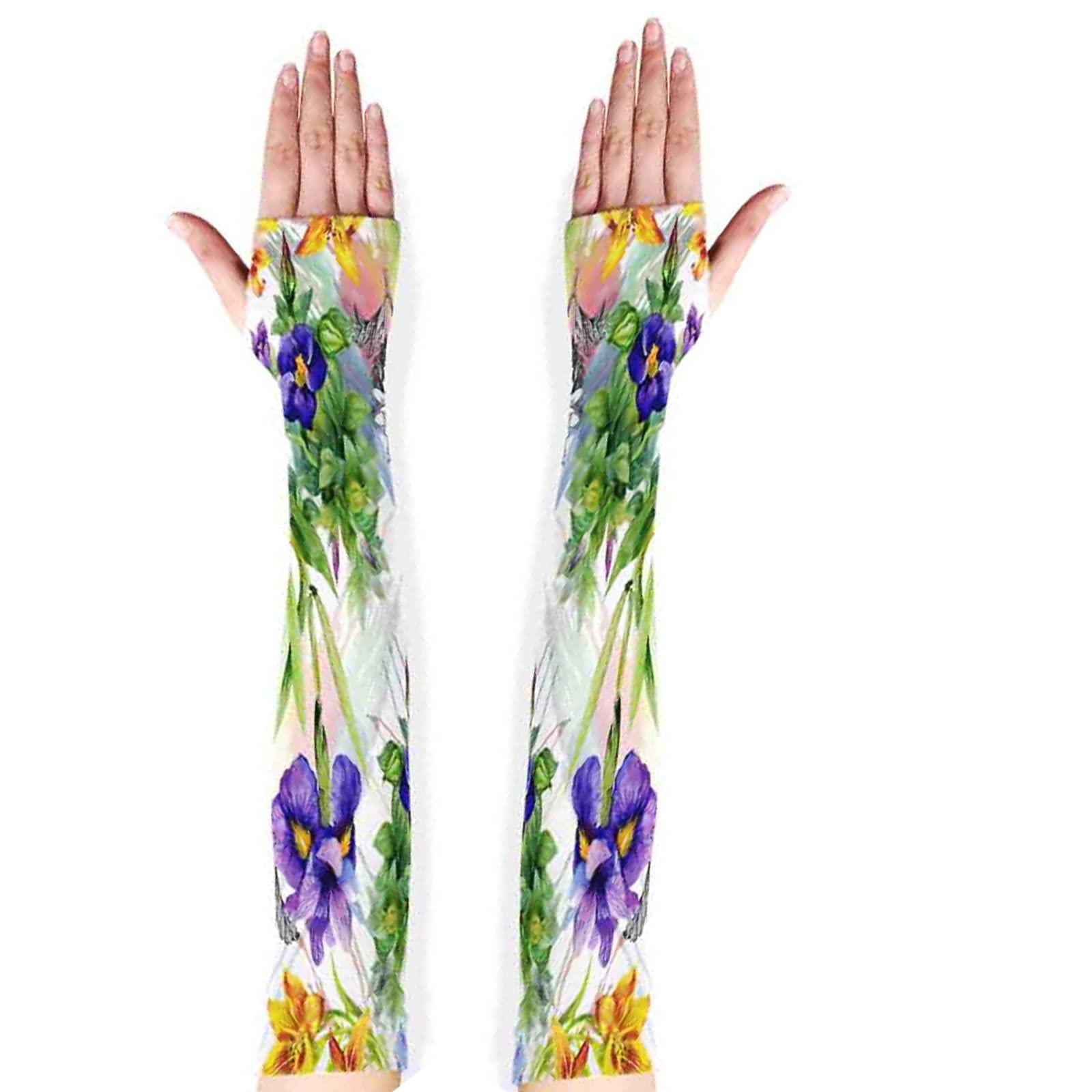 Boccsty Spring Viole Lavender Flower Gardening Sleeves for Women Lily Iris Floral Butterfly Men Garden Sleeves Cooling Sun Sleeves with Thumb Hole