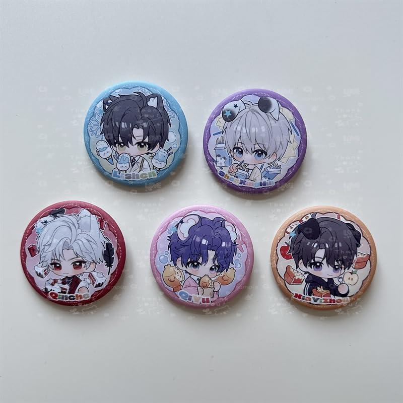 5PCS Love and deepspace Cartoon Kawaii Sylus Crow Rafayel Xavier Zayne Badge Brooch Pins Bag Backpack Cosplay Accessories Props Merch - Image 8