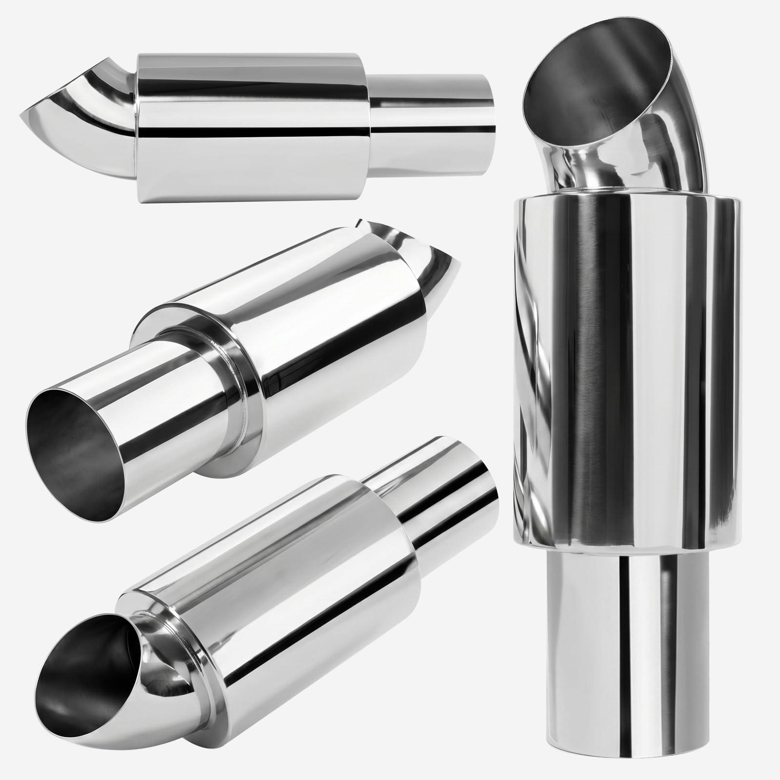 Catekro Silenziatore di scarico ingresso 63mm, Silenziatore finale in acciaio inossidabile Scarico sportivo ingresso 2,5" uscita 2,5" Silenziatore finale di scarico da 11 pollici Risonatore Ricambio