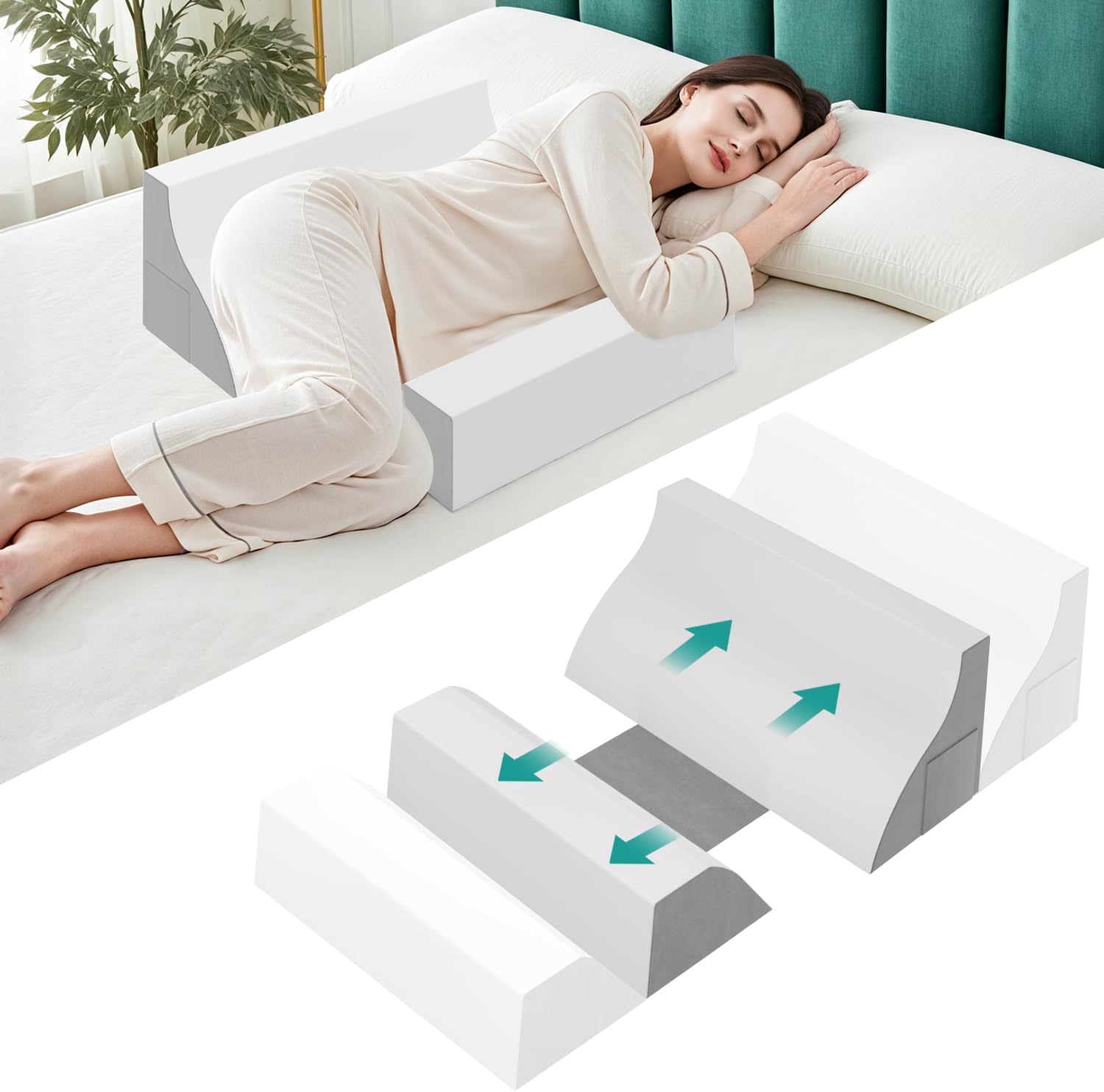 Body Pillows for Adults, Side Sleeper Body Pillow, Adjustable Anti Snoring Pillow, Prevent Back Sleeping Bed Sores After Surgery Pregnancy Seniors