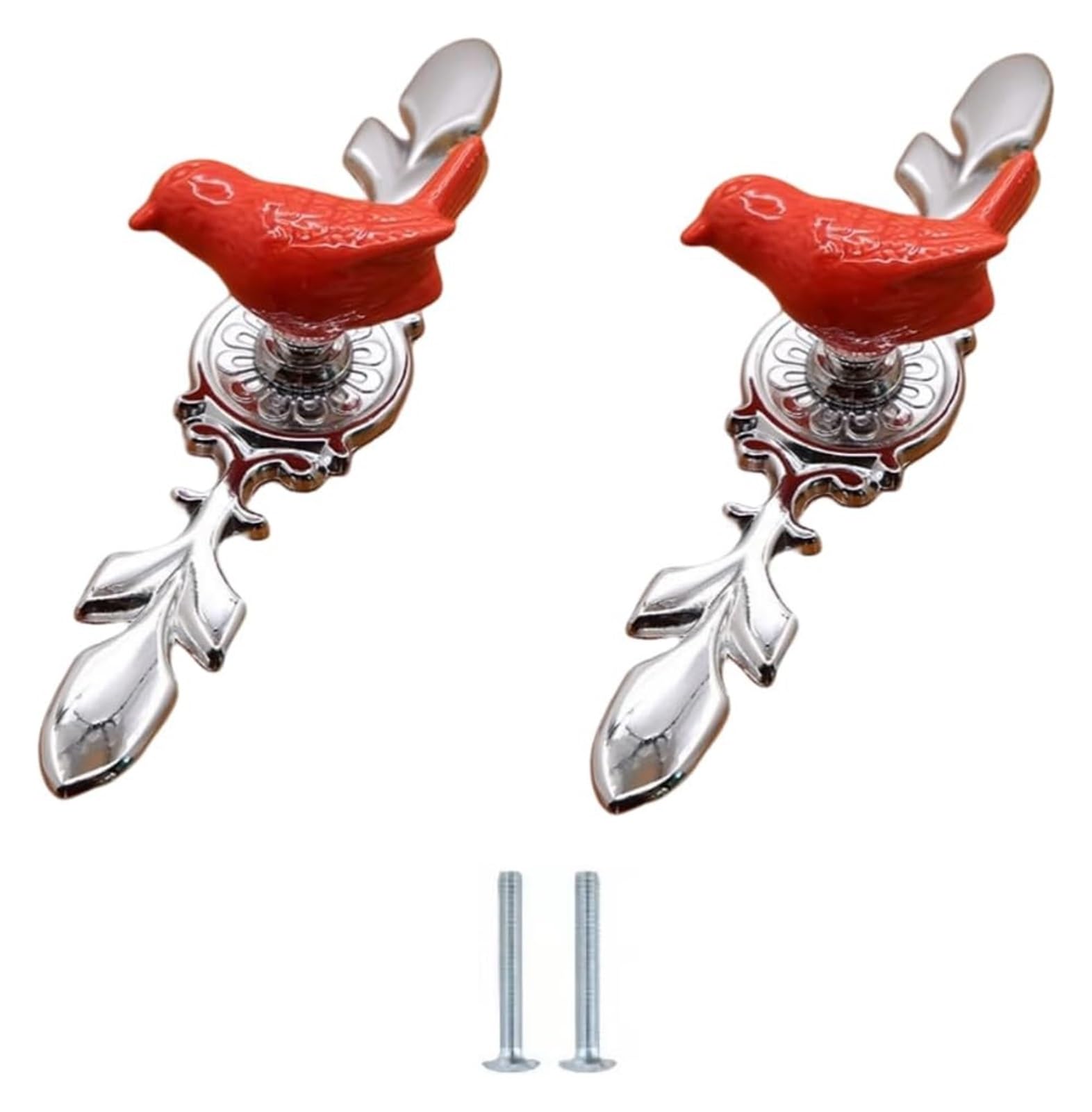 LQZAXSRDR Ceramic Cupboard Drawer Handle Knobs, Ceramic Zinc Alloy Kitchen Door Knobs Pack of 2 Red for Cabinets Drawers(Red Pigeon-Large)