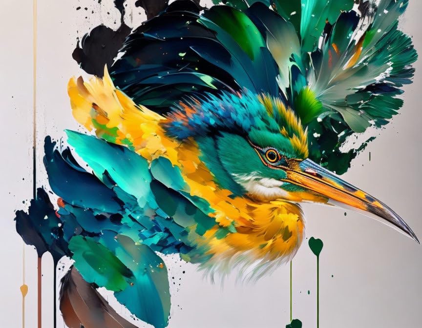 Affiches sur toile oiseau vert pour réveiller un mur blanc triste 58x90
