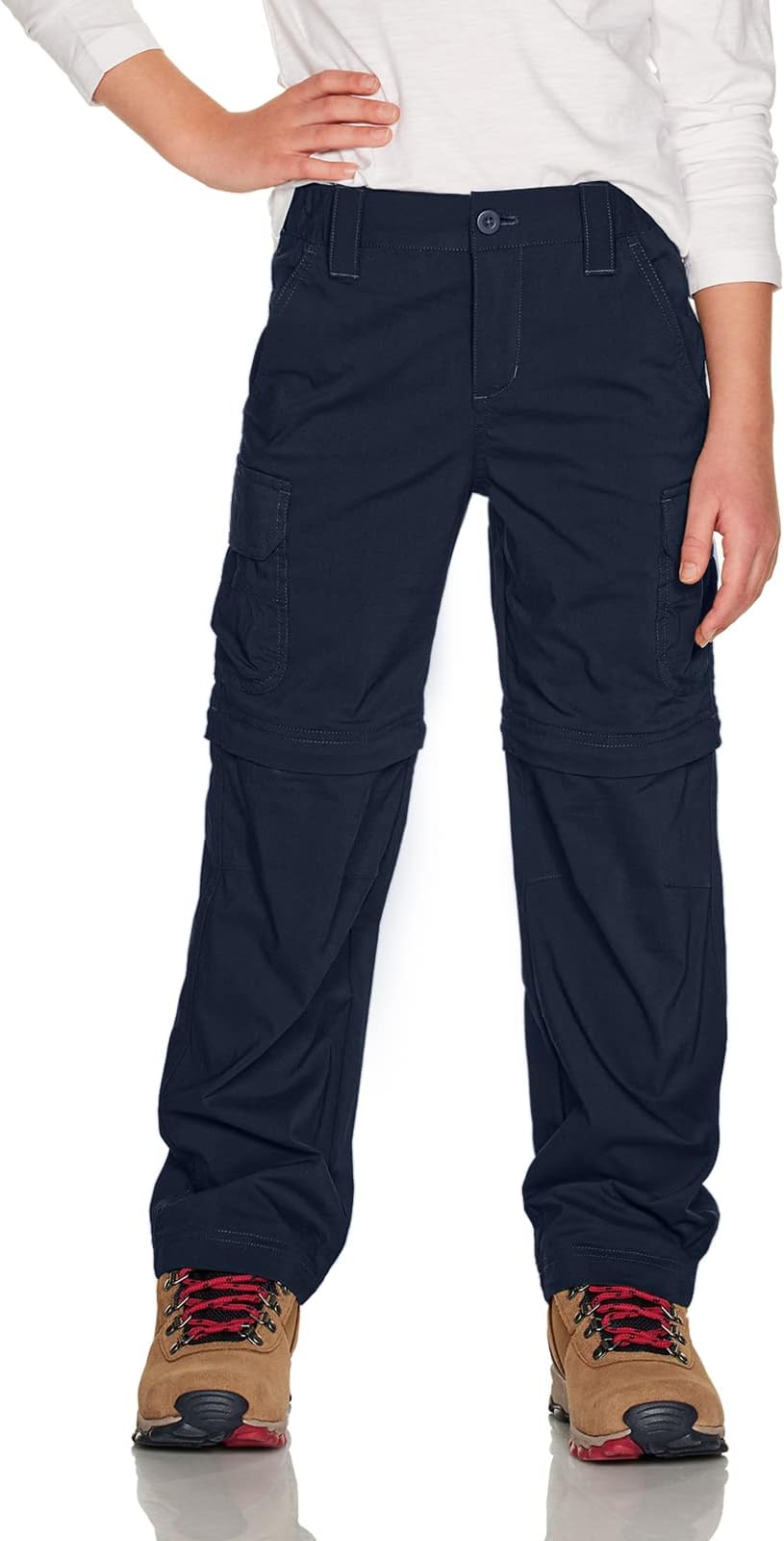 CQRKids Youth Hiking Cargo Pants, UPF 50+ Quick Dry Convertible Zip Off Pants, Outdoor Camping Pants