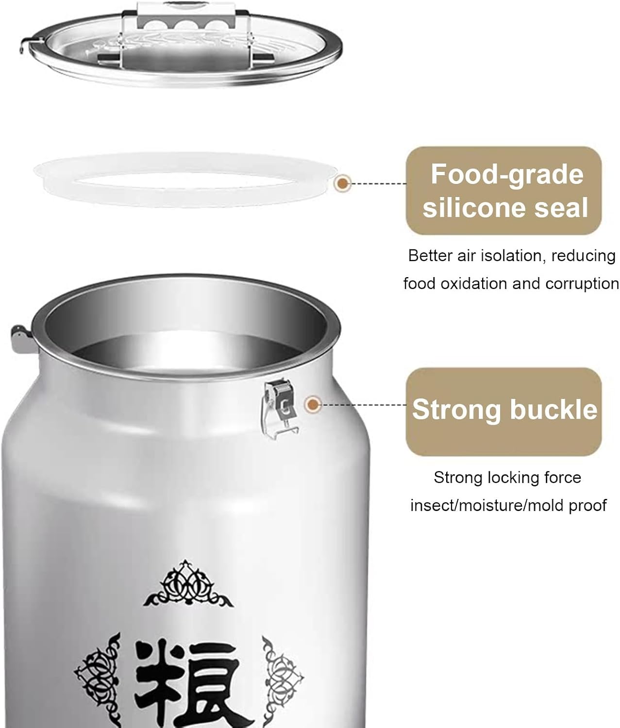 Household Rice Storage Box, Large Capacity Grain Dispenser, Cereal Containers Large Rice Jar, Rice Storage Containe with Lid, for Flour, Rice, Nuts, Snacks(6.7 * 9.8in)