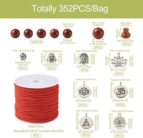 Miniatura 10 de Mega Pet Kit de fabricación de pulseras, 324 cuentas redondas de palisandro, 6 cuentas redondas de madera natural, 12 cuentas redondas de cabeza de