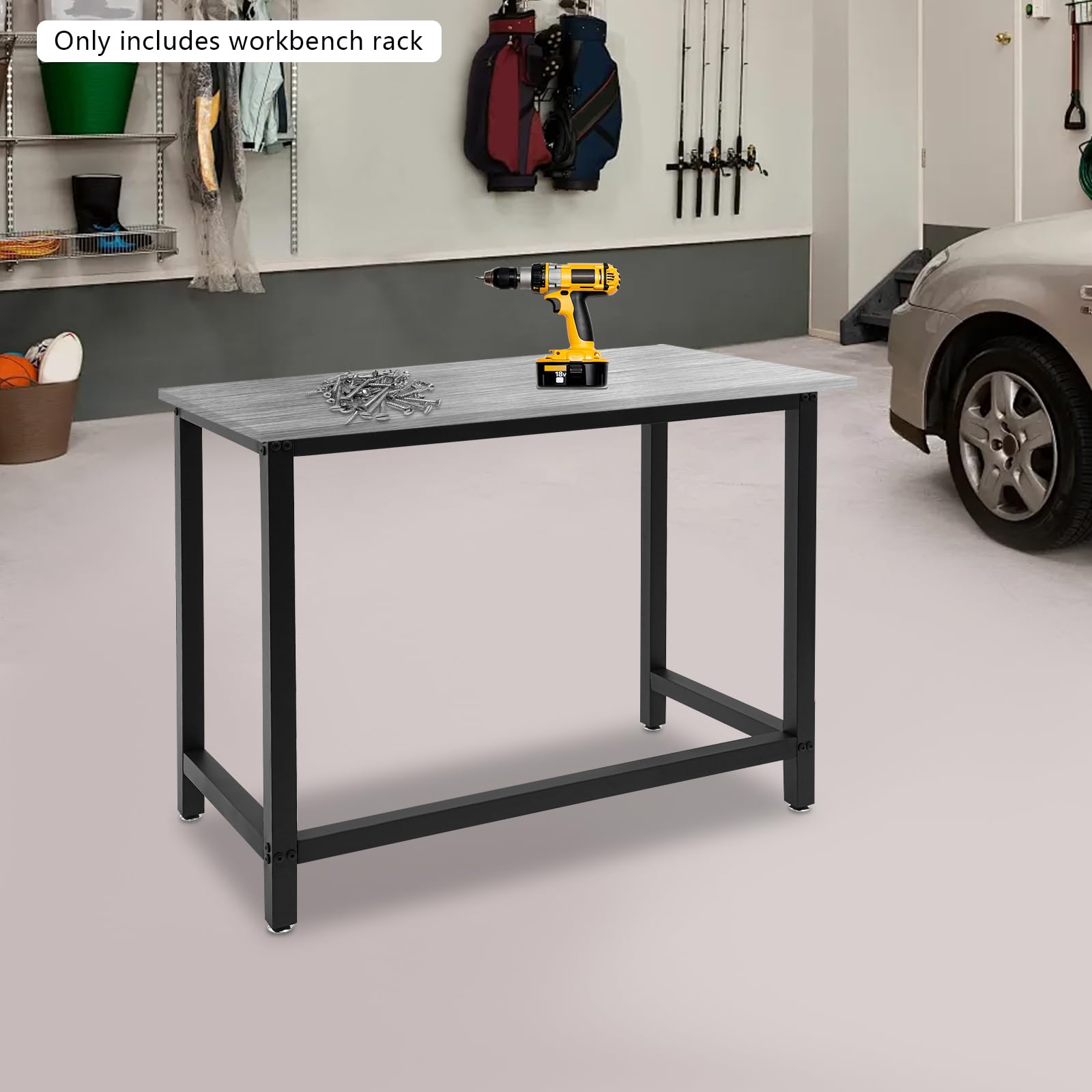 Stalowy stelaż stołu warsztatowego 100 x 50 x 80 cm – nośność 100 kg, regulowane nóżki do marmuru/szklanego blatu stołu, stelaża, warsztatu, garażu (bez płyty)