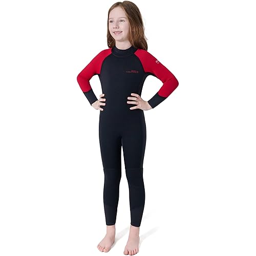 Dark Lightning 3/2mm Kids Wetsuit for Boys and Girls, Neoprene Thermal Swimsuit, Toddler/Junior/Youth One Piece Wet Suits for Scuba Diving
