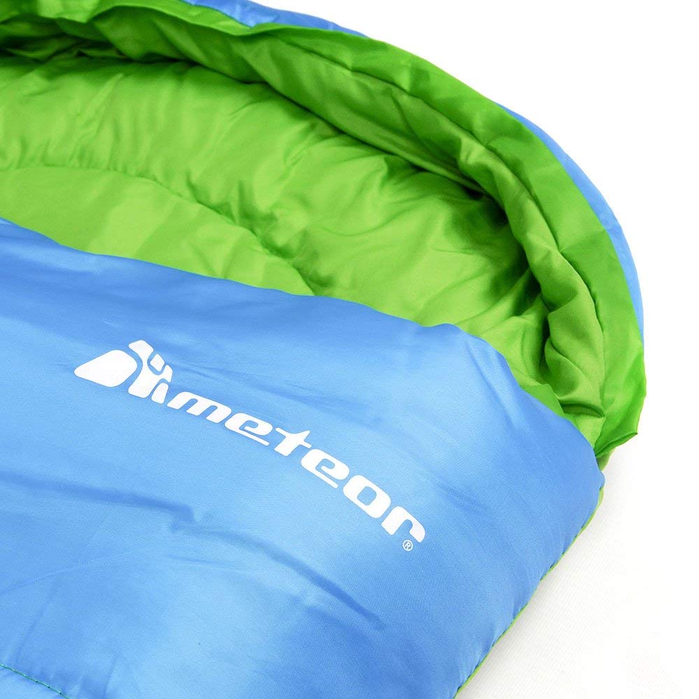 Sac de Couchage Enfant METEOR YMER – Sac Momie 160 cm – Léger – Chaud – Compact – Hollow Fibre – 3 Saisons – Camping et colonie