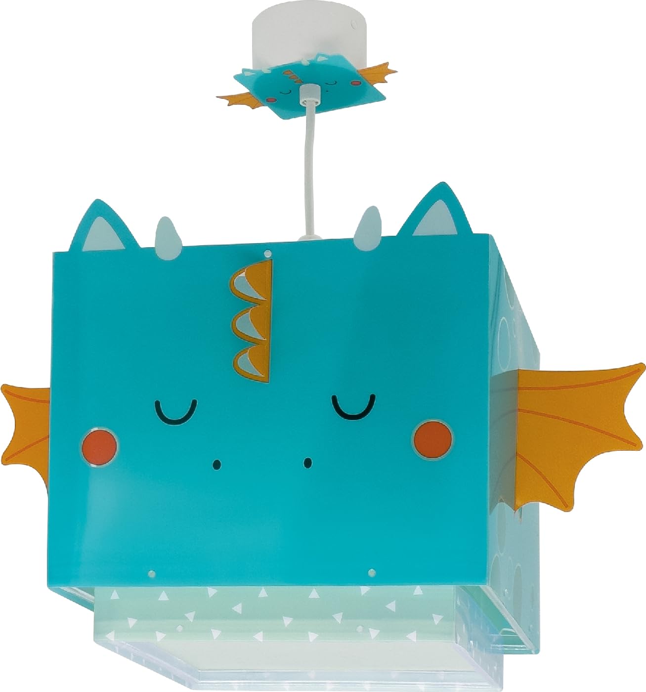 Lampada a sospensione per bambini Dalber Little Dragon, con drago e altri animali, modello 64382M, attacco E27, ideale per la cameretta dei bambini.