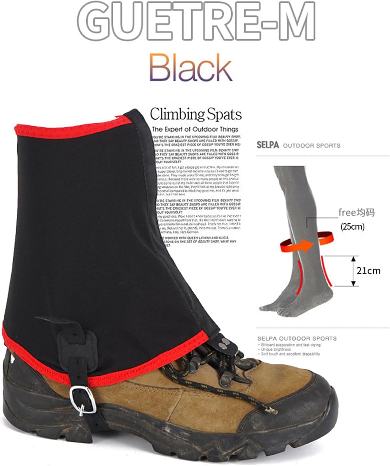 Waterproof Hiking Gaiters - Shoe Boot Cover, Non-Slip Design with Sandproof Protection, Leg Guards with Adjustable Fit, Outdoor Accessories, Trail Gaiters for Walking Climbing