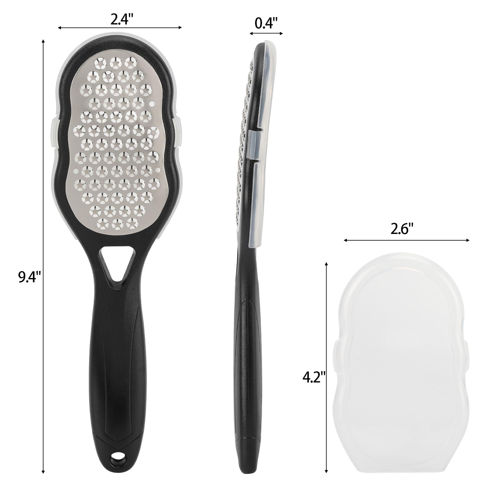 2 limas de pies con recolector de piel, raspador de pies de acero inoxidable, removedor de callos, pedicura, rallador de pies, limpiador de piel muerta para pies 2