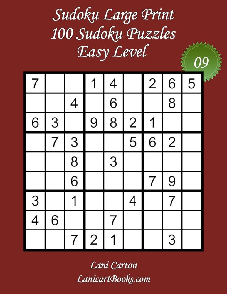 *＊Sizuku@＊* Amazon.com: Sudoku Large Print - Easy Level - N°9: 100 Easy Sudoku