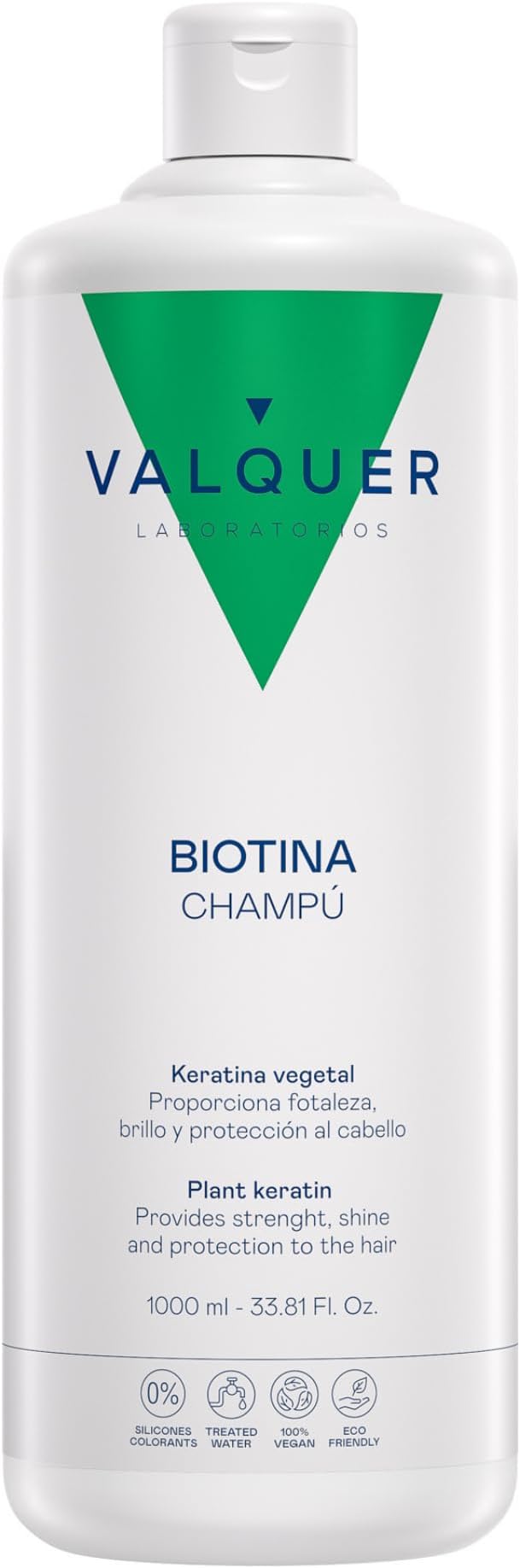 VALQUER Revitalizing Shampoo with Biotin & Keratin | Strengthening Anti-Hair Loss Formula | Promotes Hair Growth, Volume & Shine with Vitamin B7 | Vegan Professional Hair Care | 1L