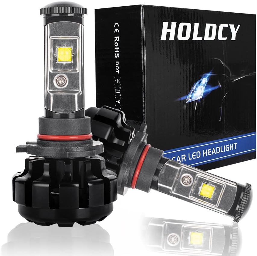 HoldCY LED Headlight Bulbs - 9005 HB3 Single Beam 80-watt - 10,000 lumen - 6,000k Cool White - XHP50 XML2 LED Halogen Replacement Bulbs - DOT Certified - 2 Year Warranty (1 Pair)