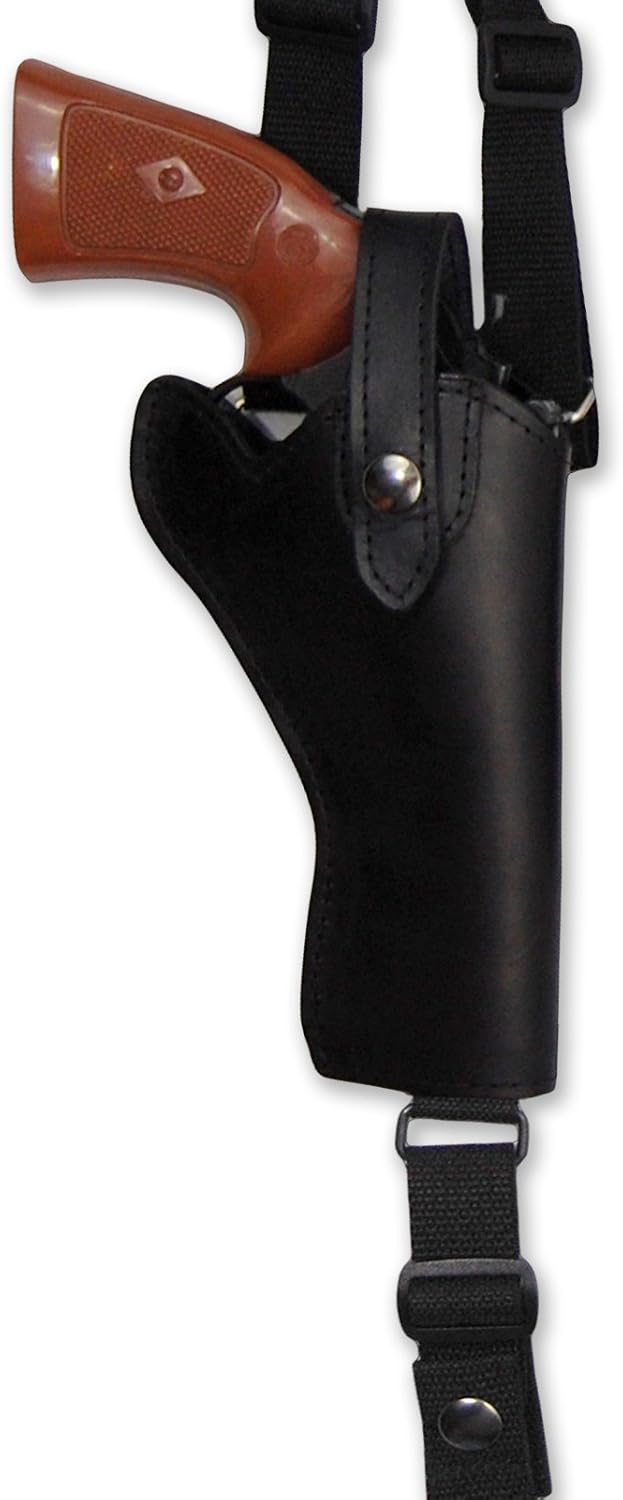 Barsony New Black Leather Cross Harness Vertical Shoulder Holster for 4" 38 357 44 Revolvers